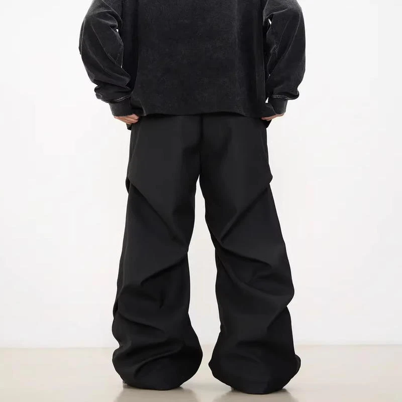 阔腿拖地裤西裤York宽松微喇垂感新品款黑色褶皱Zoom美式休闲