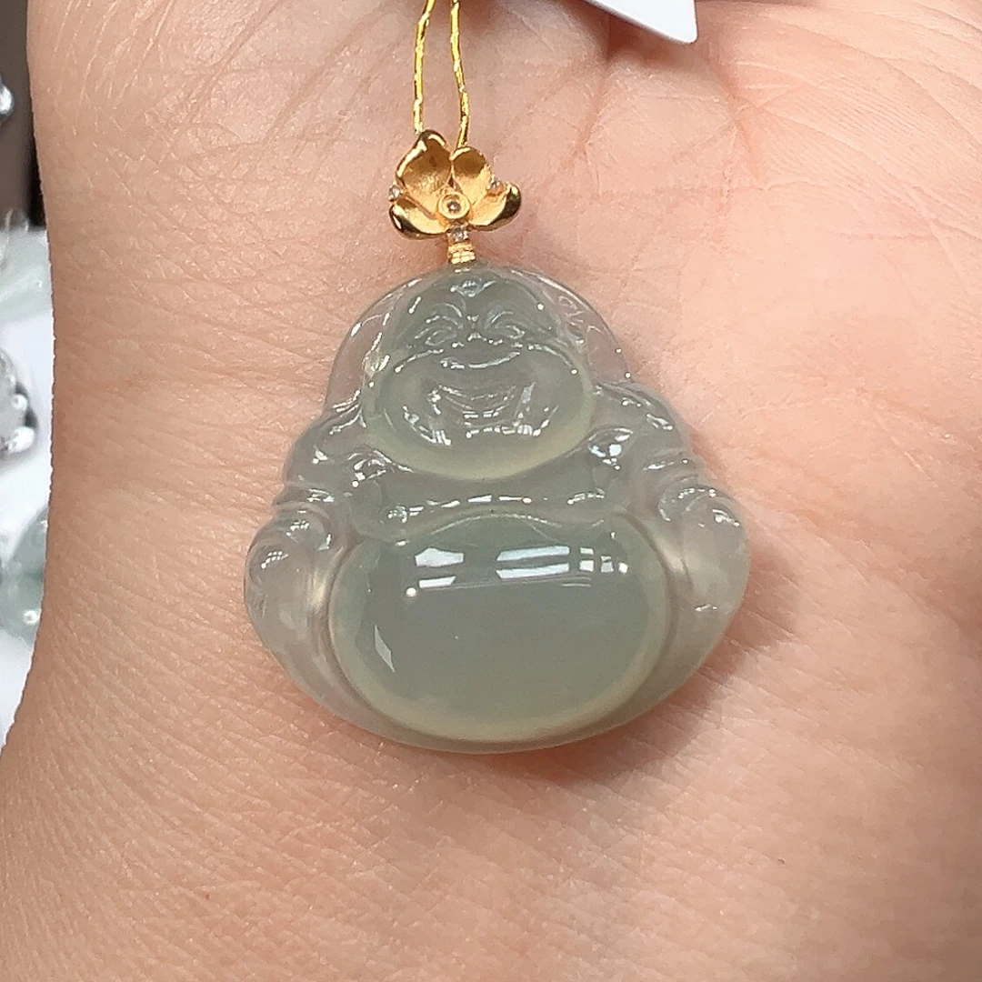 翡翠18K金镶嵌吊坠(不含链)佛公