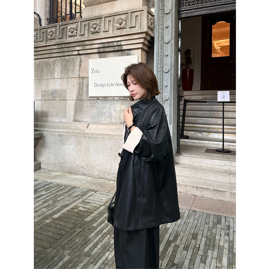 2025秋季新款防风长款皮衣外套BD2530970