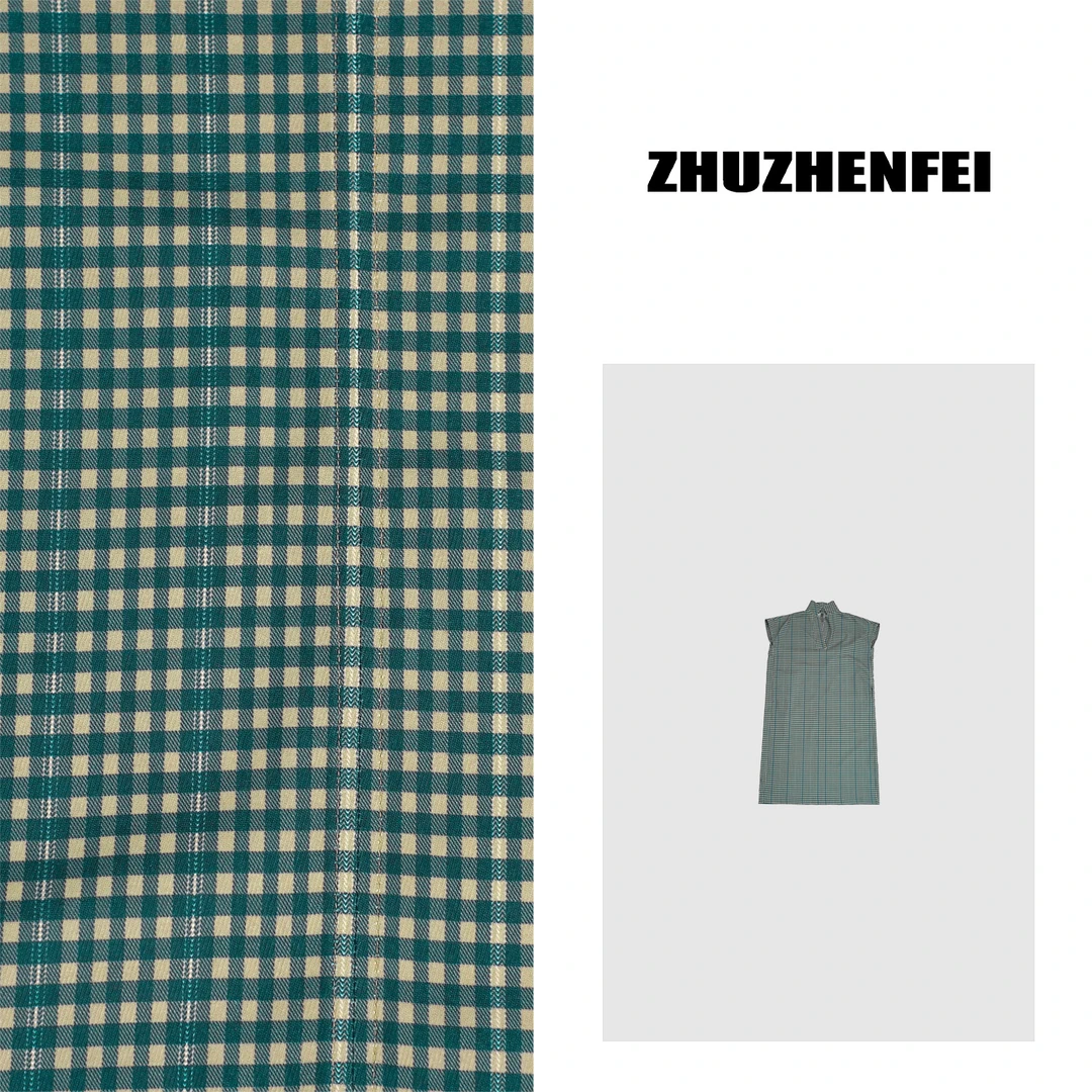 设计师原创新款休闲百搭时尚简约宽松戴领格纹连衣裙Z352008