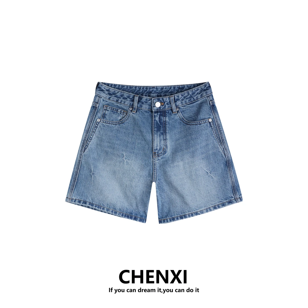 CHENXI · 雾蓝间 · 夏季高腰无弹洋气休闲牛仔短裤5375