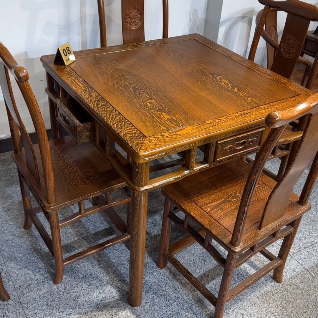 春***香鸡翅木类成套家具90✖️90高78一桌四椅