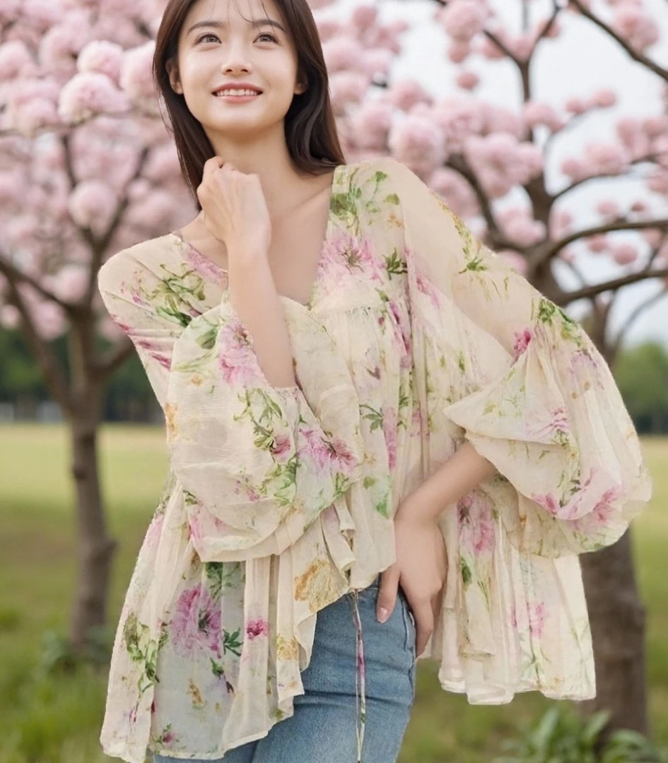 新款1398小众设计感法式宽松打底时尚洋气上衣