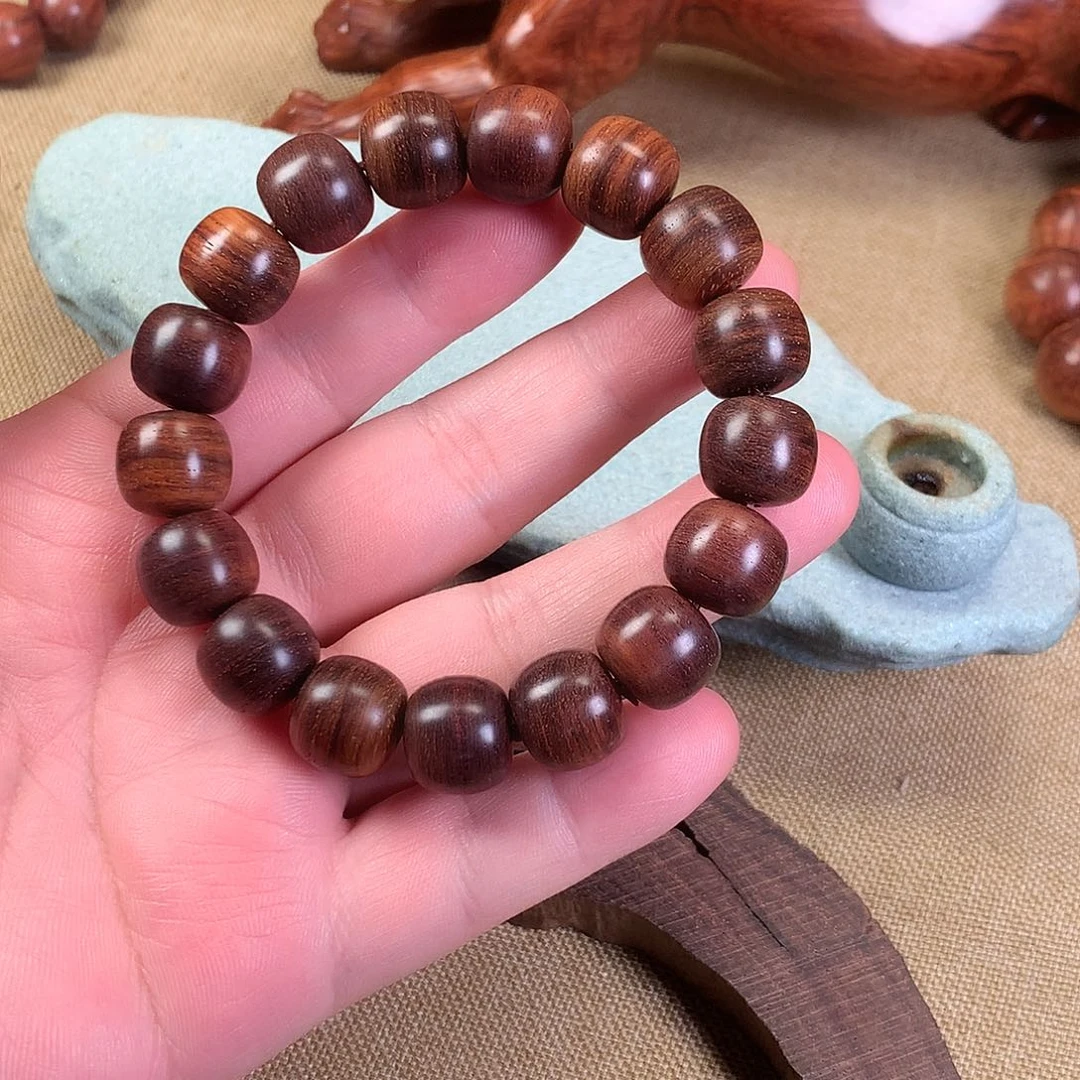 手串/手链黄花梨/降香黄檀海黄13*14无胶无腊低抛紫油梨老型珠