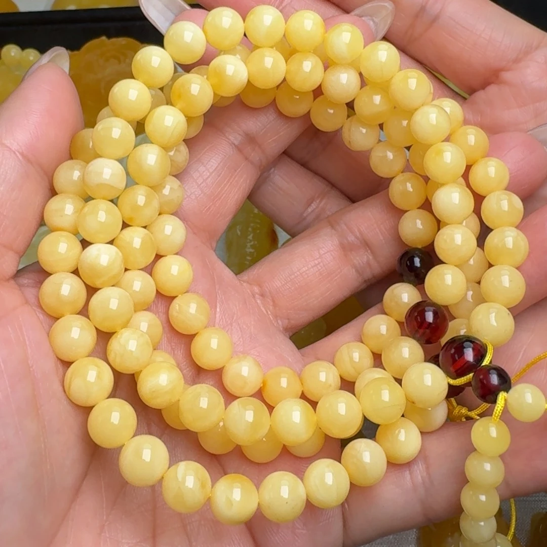 蜜蜡未镶嵌手链29.63克108珠无优化无烤色无补胶无覆膜