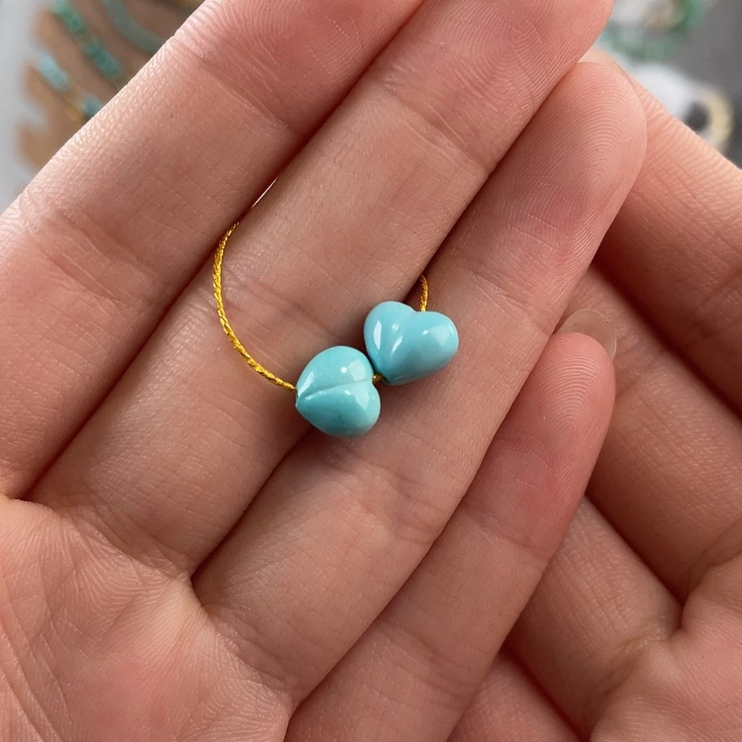 未镶嵌绿松石手串天空蓝爱心8.7+