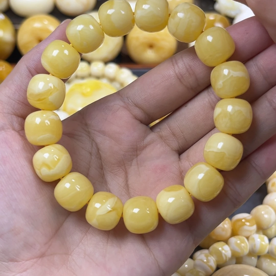 琥珀未镶嵌手串同料老邢手串13.3mm