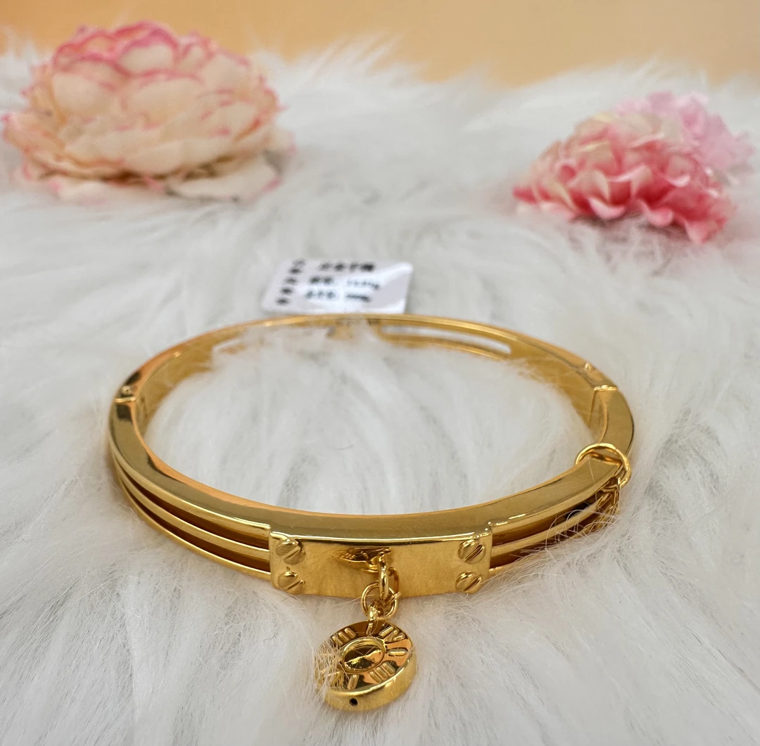 金兰黄金【圆饼链条】饼链条开口手镯时尚轻奢简约（预售）