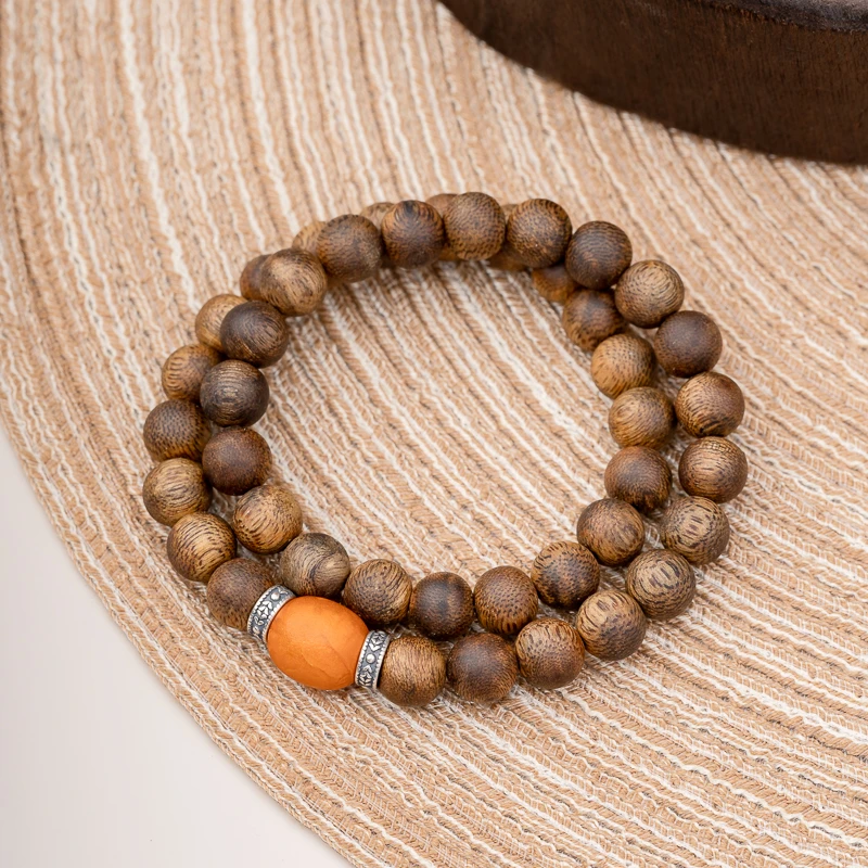 沉香XIANYUAN/仙源 沉香海南白奇沉香9mm蜜蜡枣珠双圈手串