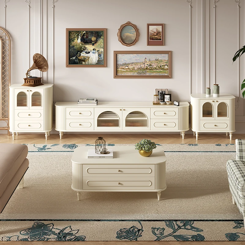 欧式轻奢奶油风实木烤漆电视柜客厅地柜环保净味漆装修新房无负担