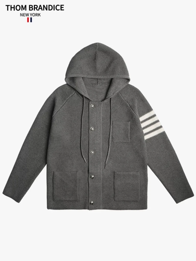 TB【官方正品】汤姆布郎/ThomBrandice/华夫格针织连帽开衫外套百搭
