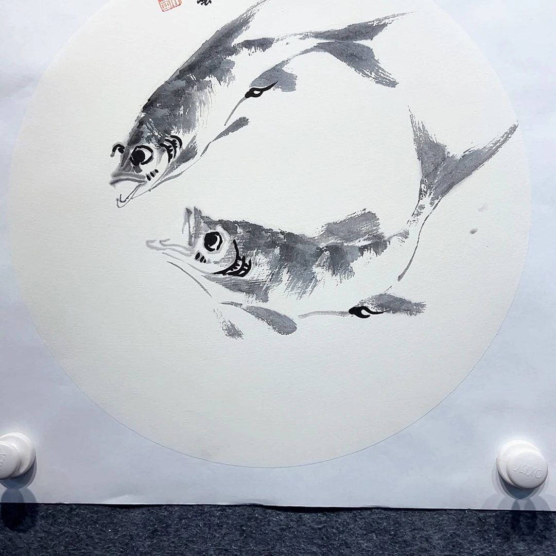 国画知鱼之乐纯手绘画