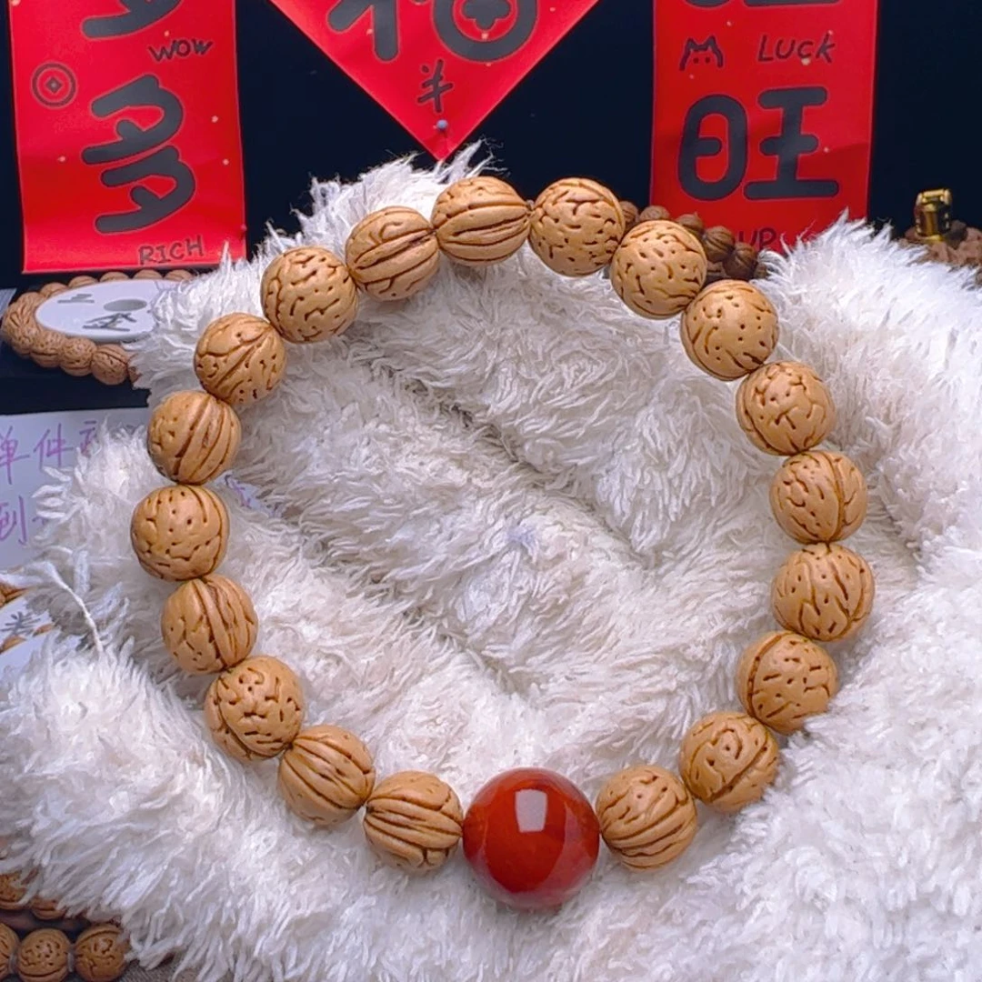 桃核手串1.1肥脐双眼皮