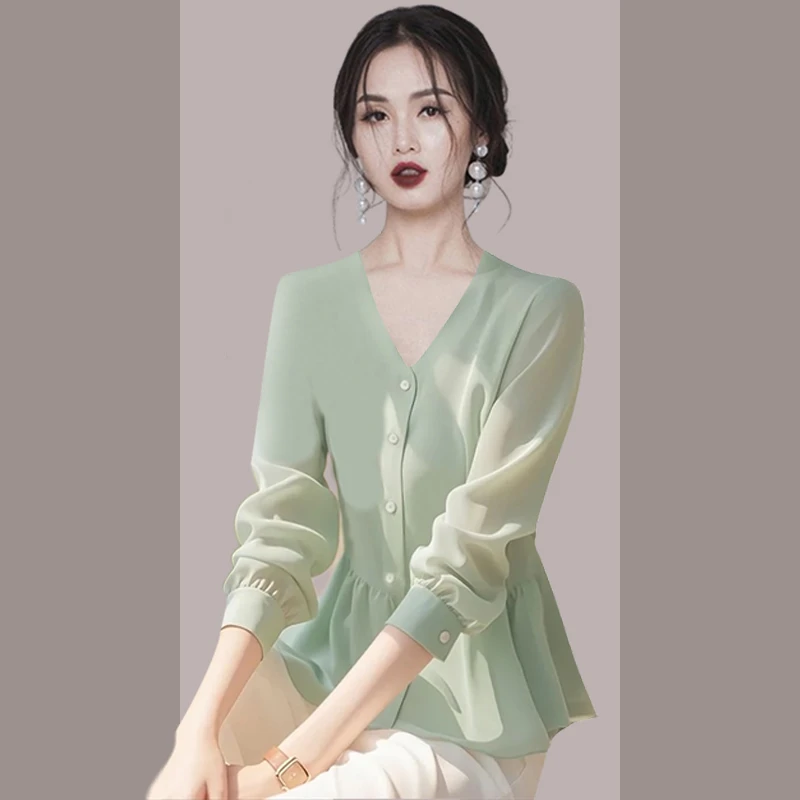 法式气质优雅女士衬衫2025春季新款大码宽松休闲显瘦设计感小衫