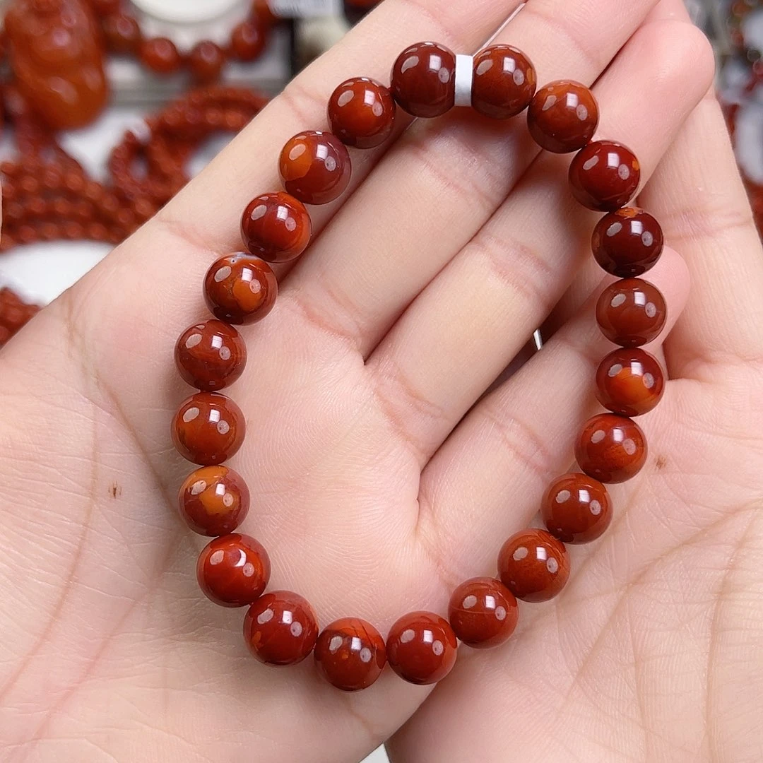 小****南红玛瑙未镶嵌手链瓦西牛血满肉单圈9mm