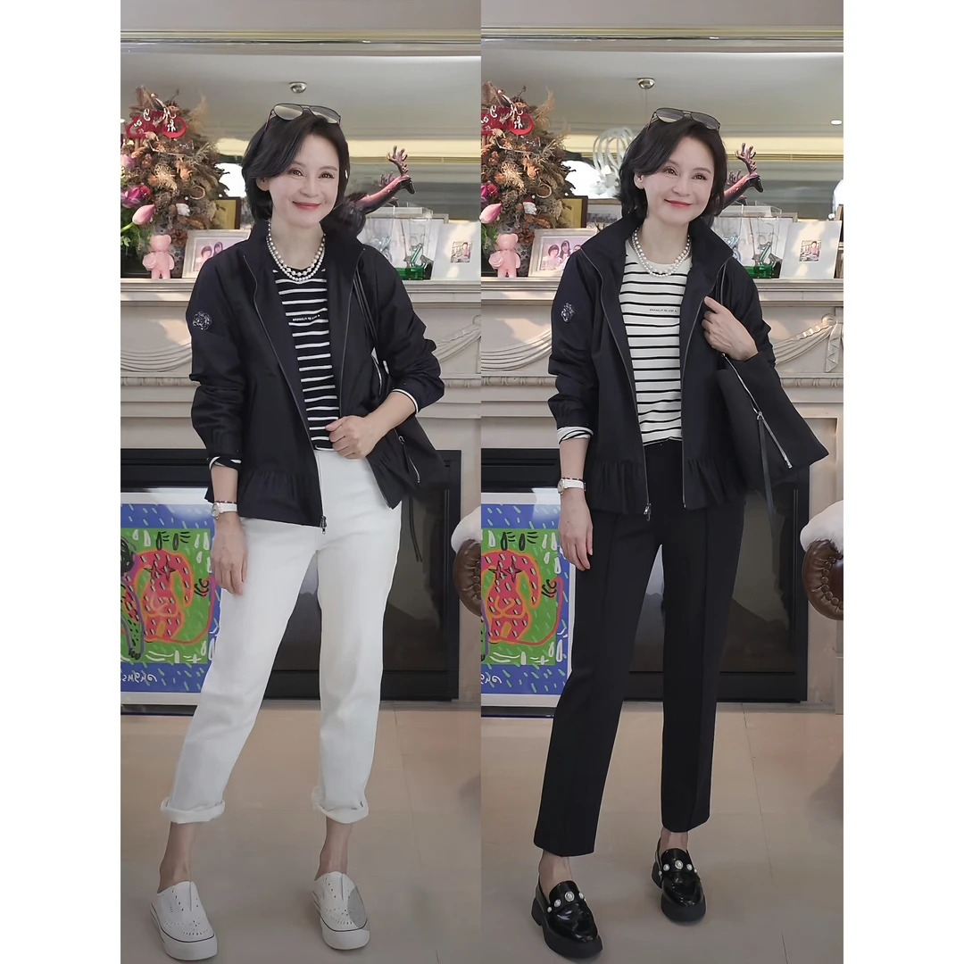 我是摩羯 荷叶边外套 日本进口机织珠绣贴片荷叶边连帽长袖秋风衣