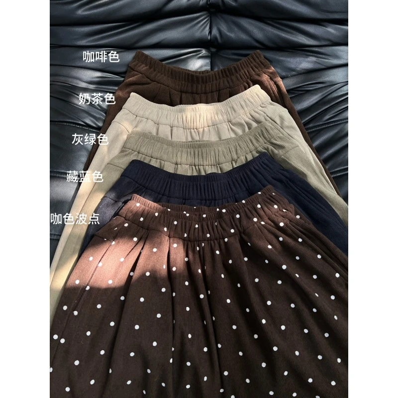 木棉绒阔腿裤女高腰垂感小个子宽松直筒窄版加绒裤子山本裤