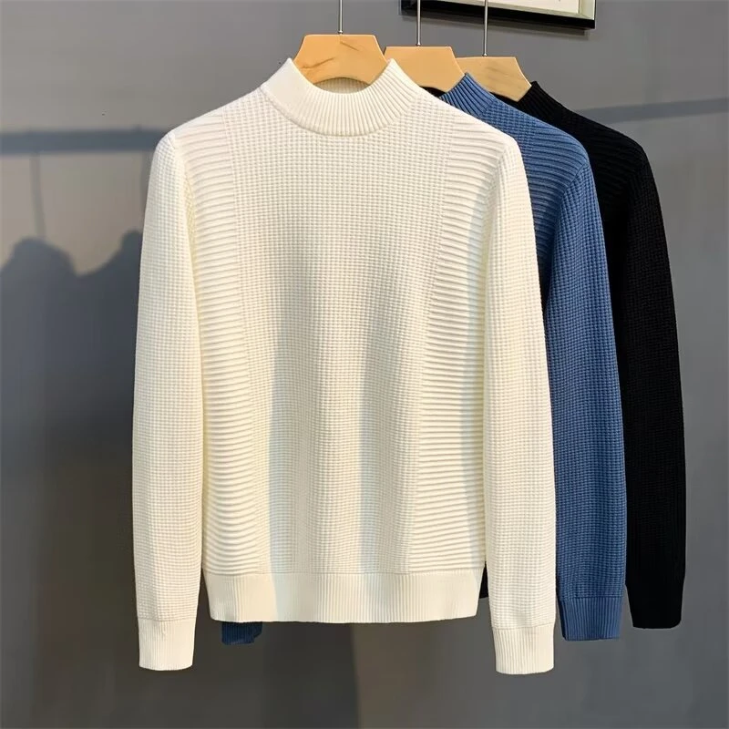 潮流毛衣针织打底衫半高领保暖纯色高领毛针织衫长袖圆领冬季