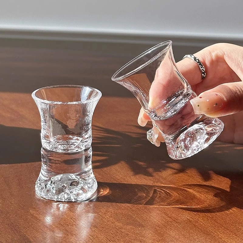 【2支装】竹节观山杯清酒杯一口杯家用白酒杯小茶杯玻璃杯子