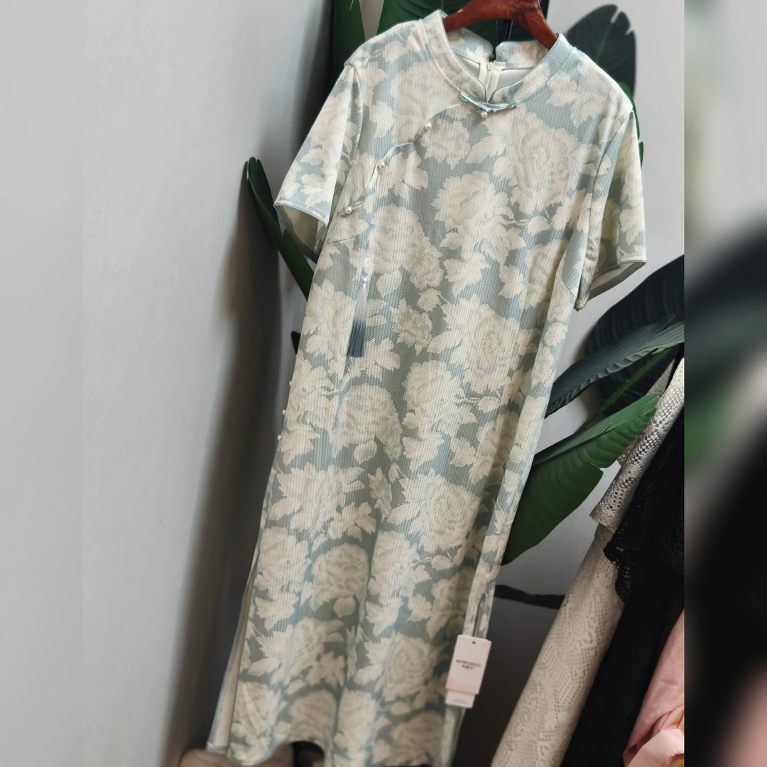 2219中长裙旗袍中国风气质大袖立领连衣裙