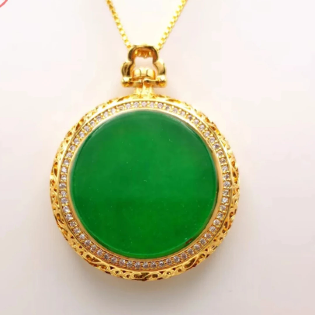 铜合金珐琅吊坠 1/23古风巴西创意复古绿色项链无事平安扣绿色