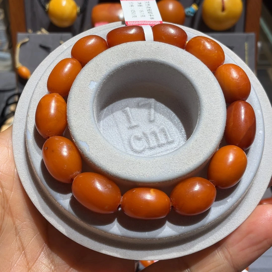 琥珀颈饰未镶嵌天然老蜜蜡枣珠手串直径10-12