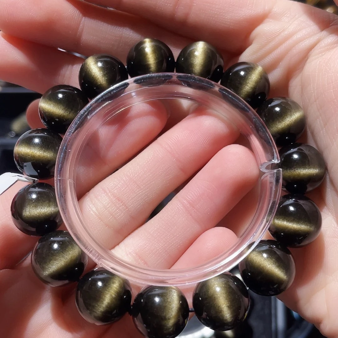 黑曜岩手链未镶嵌深***吹