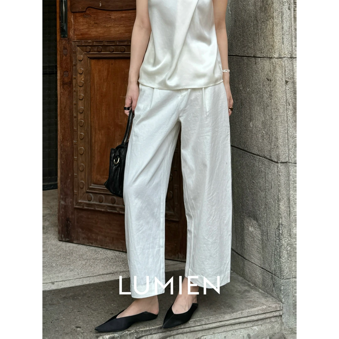 【LUMIEN】夏季新款肌理感松弛显瘦休闲百搭亚麻八分裤女LX5CKK069