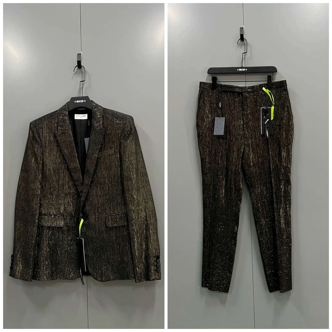 99新 YSL/圣罗兰 (ll) 闪粉翻领西服48/西裤50/605192 605191
