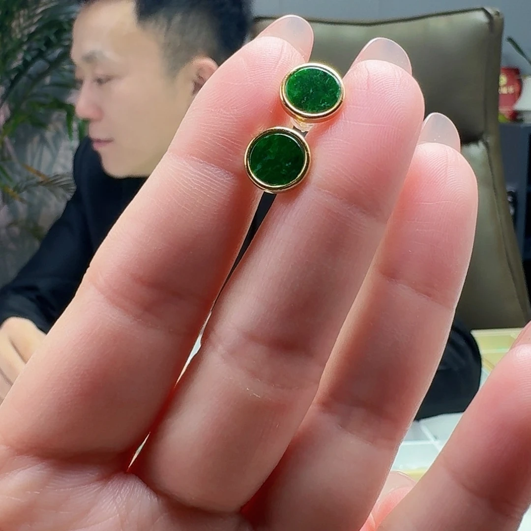 翡翠耳饰银S925镶嵌多样性发货其一