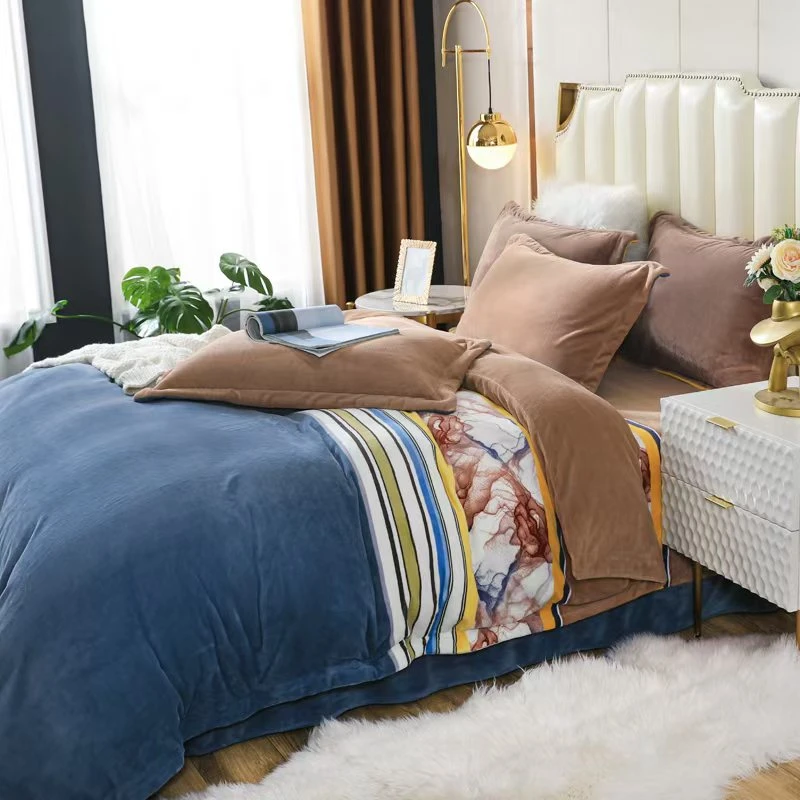 【流沙系列】加拿大绒轻奢印花加厚床上用品四件套