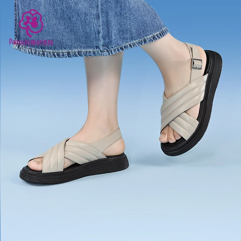 【pansy】盼喜夏季女士露趾凉鞋轻便百搭时尚休闲防滑软底舒适鞋