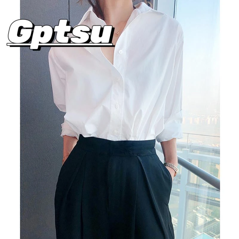 GPTSu白色衬衫女2025新款气质职业内搭白衬衣春夏上衣设计感小众