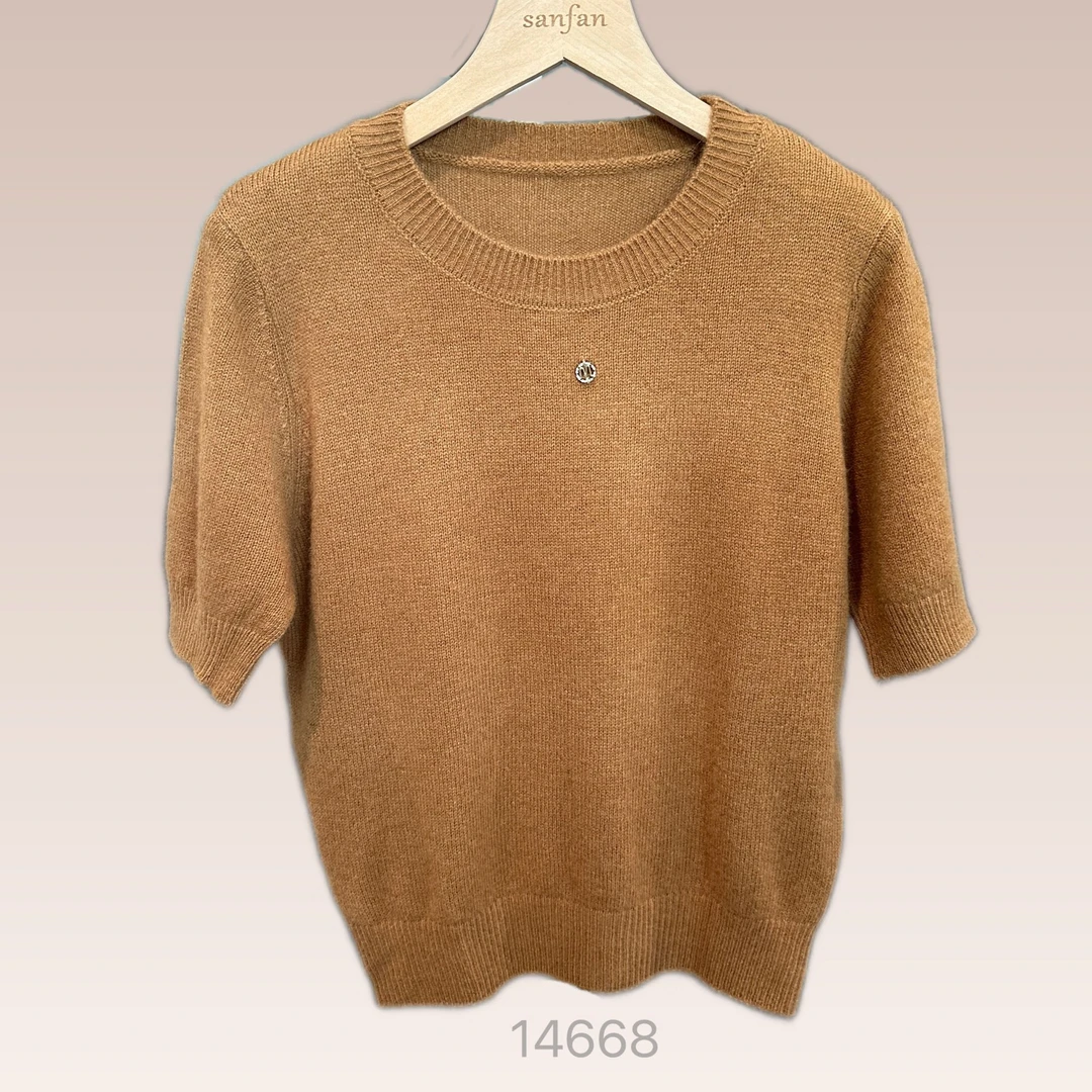 14668 （部分无水洗唛，介意慎拍）SANFAN新款净版圆领短袖针织