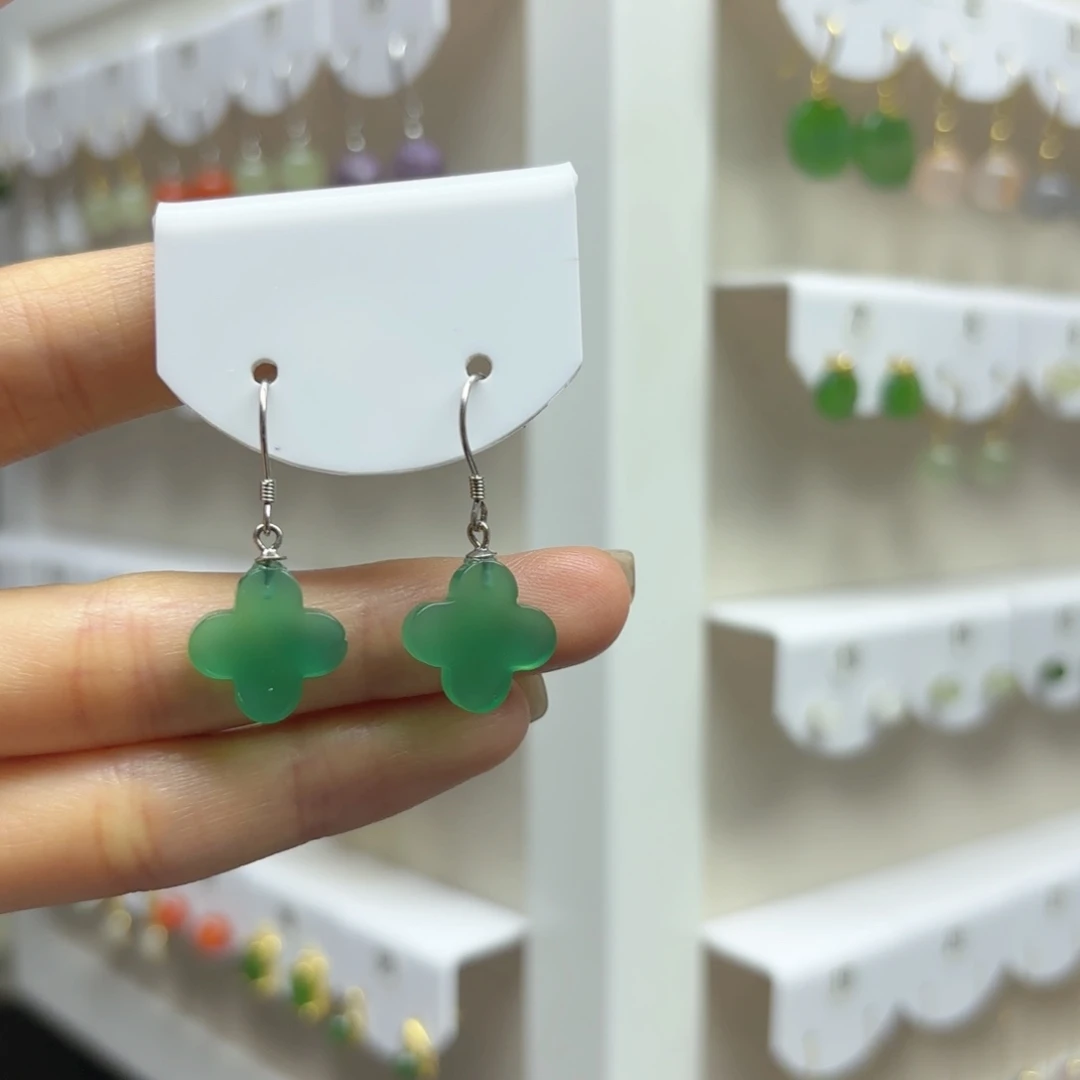 玛瑙/玉髓耳饰银S925镶嵌