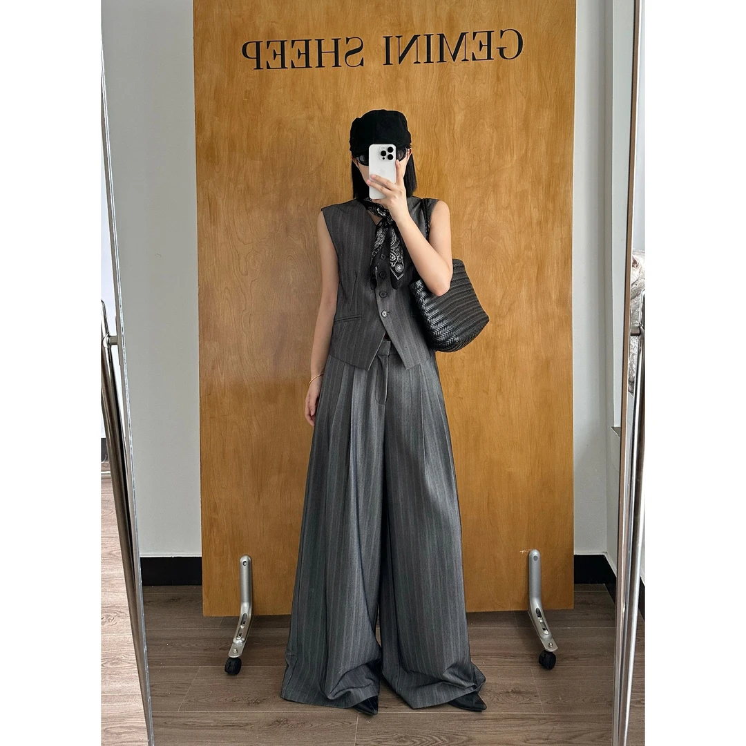 法式名媛风马甲阔腿裤两件套显瘦气质夏季小众