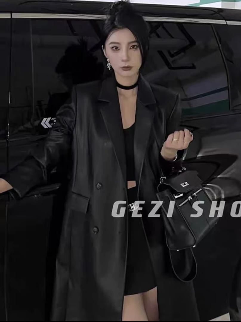 【鸽子的衣橱】名利场 春季款轻奢时尚高级质感师黑色皮衣外套秋季