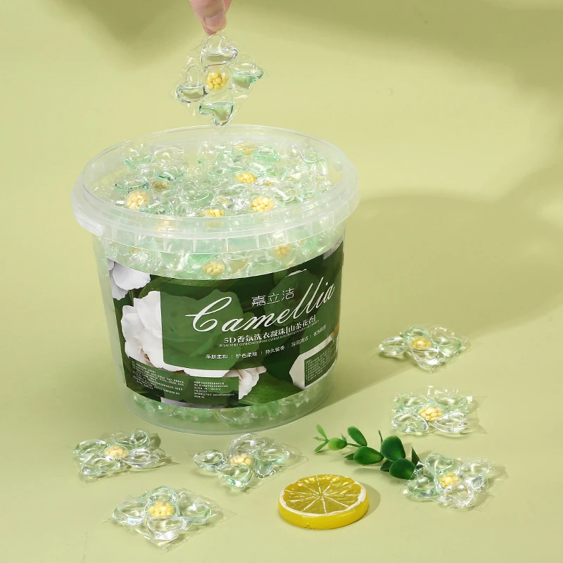 山茶花洗衣凝珠桶装五合一持久留香柔顺洗衣球强力去污