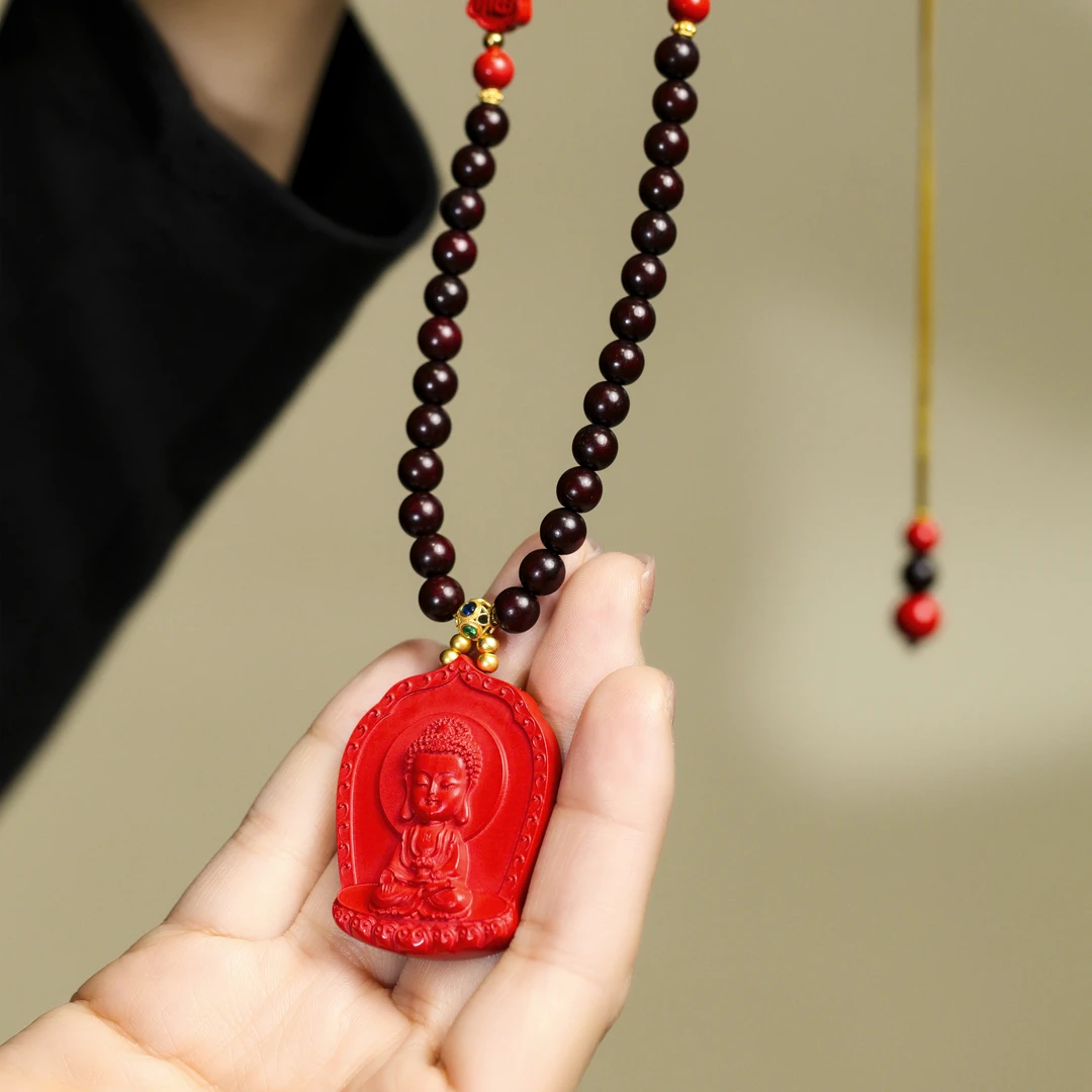 含辰砂工艺品【祈卿】朱砂宝宝佛 6mm小叶款 吊坠my