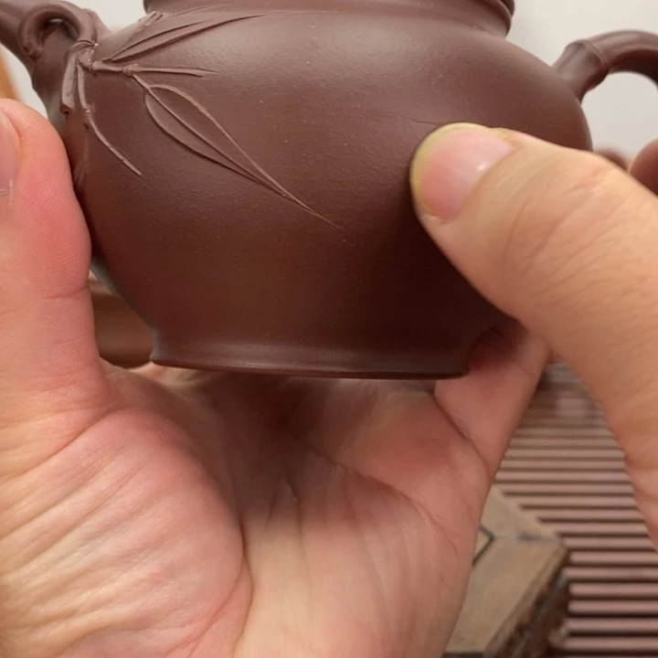 紫砂茶壶竹节掇只230毫升微瑕疵