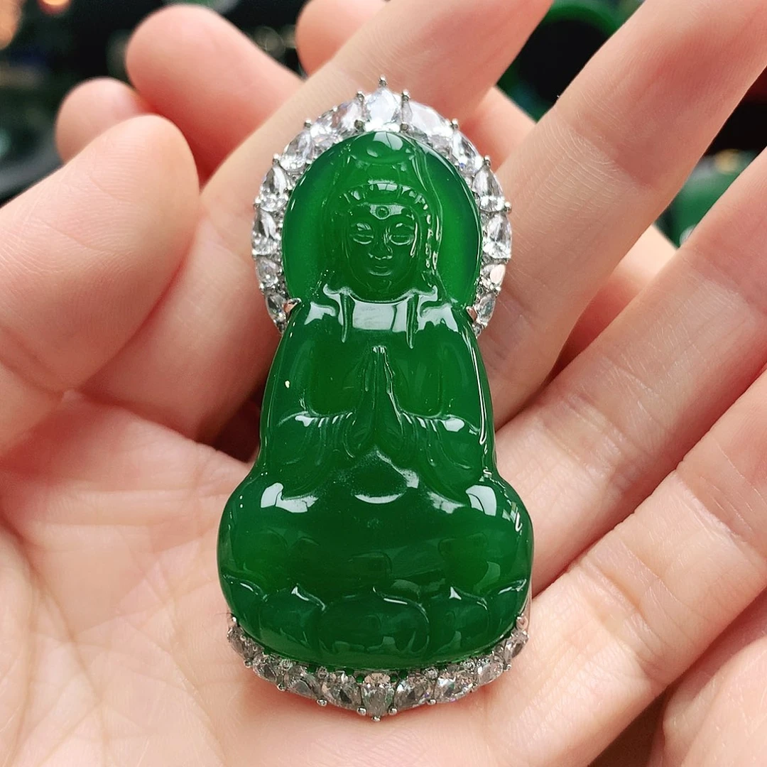 玛瑙/玉髓吊坠银S925镶嵌