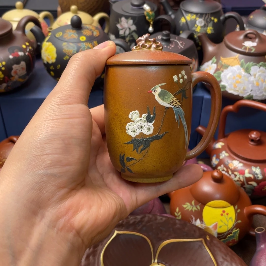 紫泥茶杯紫砂主人杯150cc