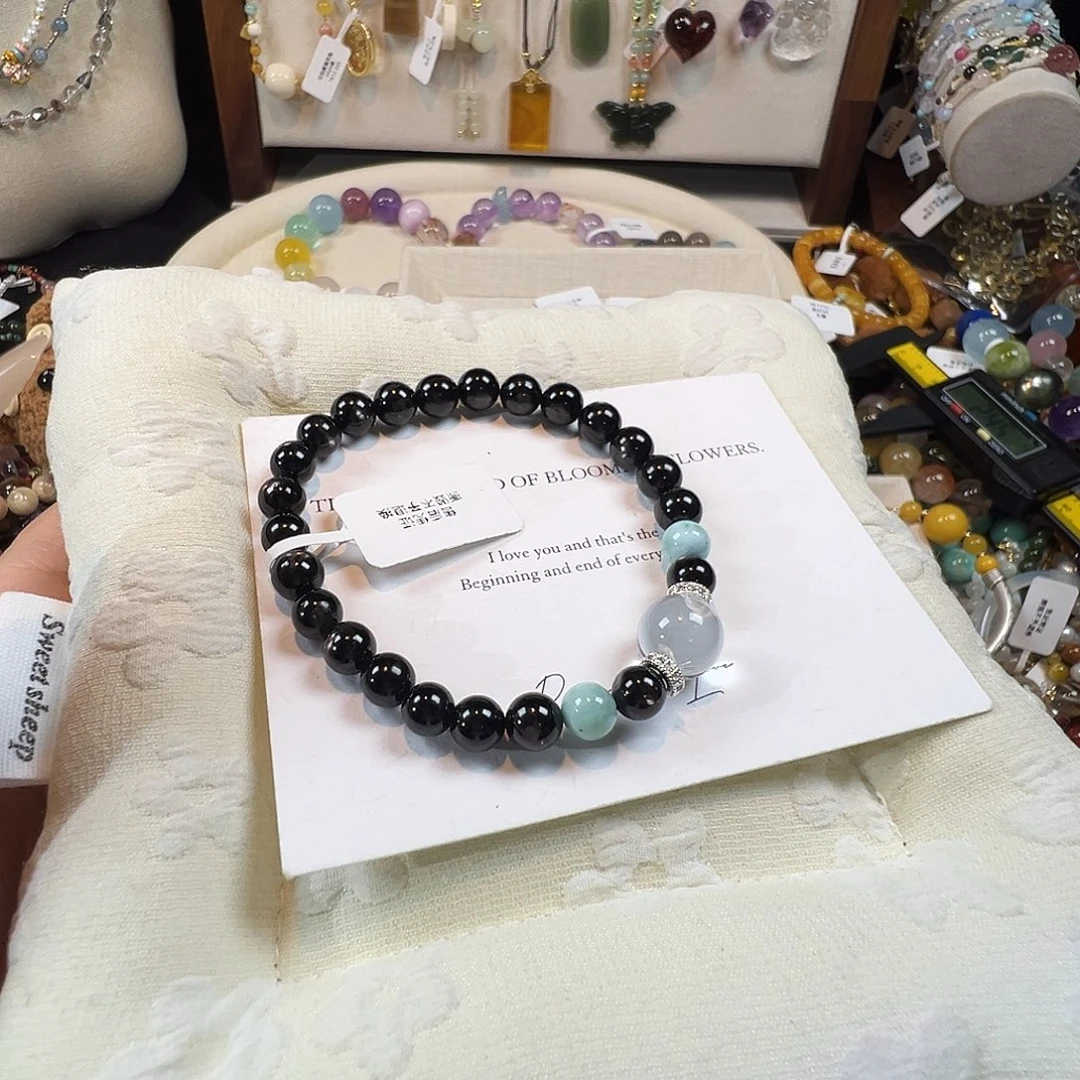 水晶未镶嵌手链金运石白水晶海纹石（折