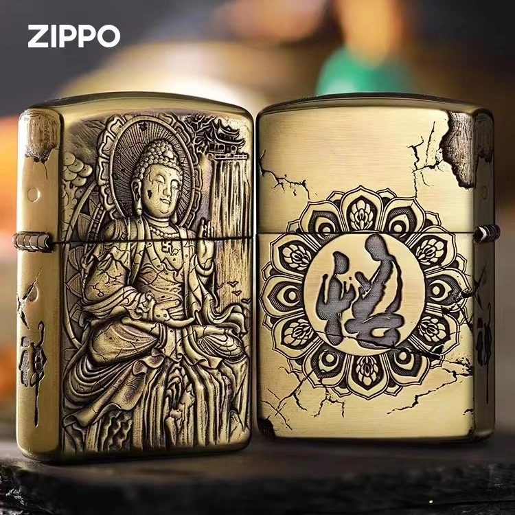 ZIPPO/之宝【大日如来】悟禅 破壁立体浮雕 黄铜盔甲打火机DYX1H1F1