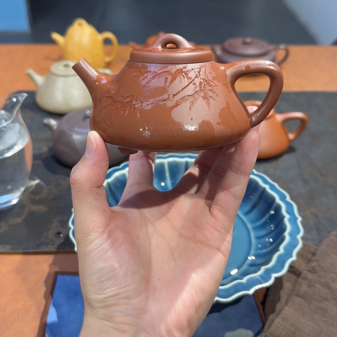 紫砂壶子冶石瓢 紫泥200cc 精工半手