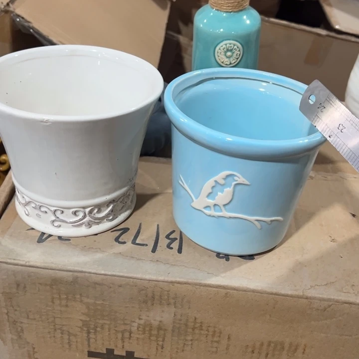 陶瓷花瓶摆件外贸出口（微瑕）高13口13公分