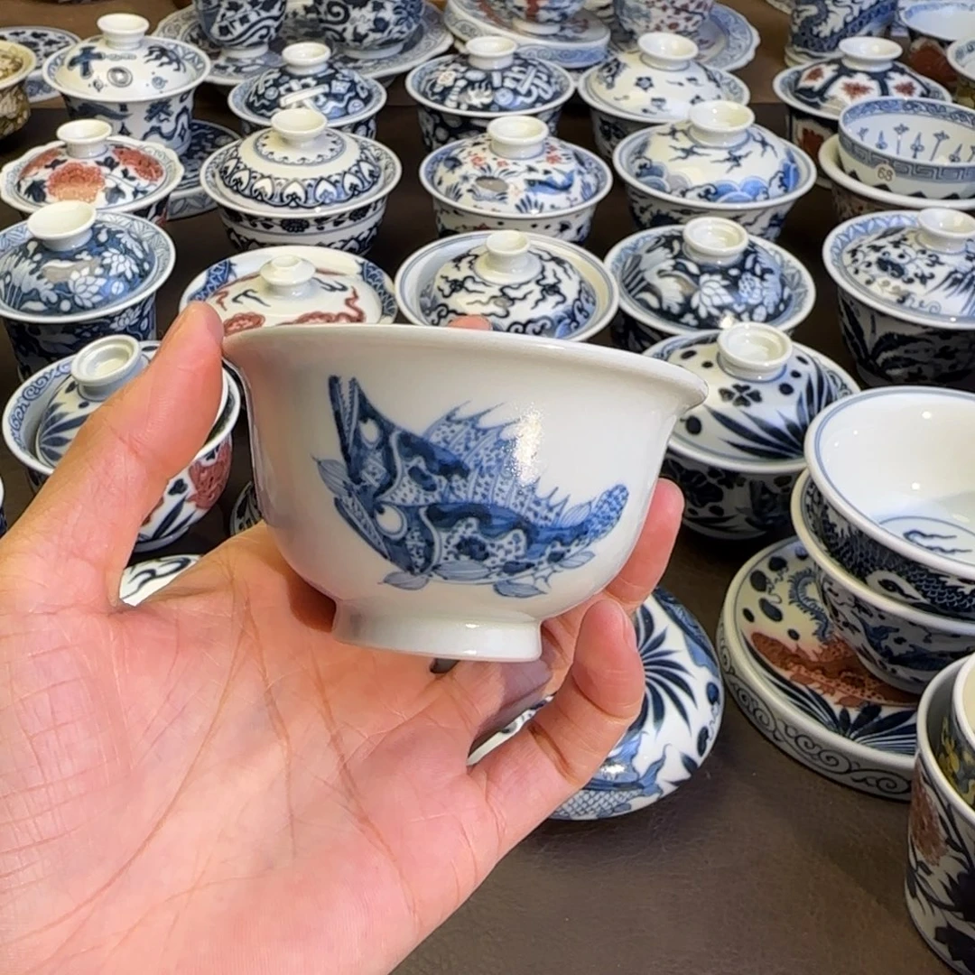 福利鱼手绘小压手杯