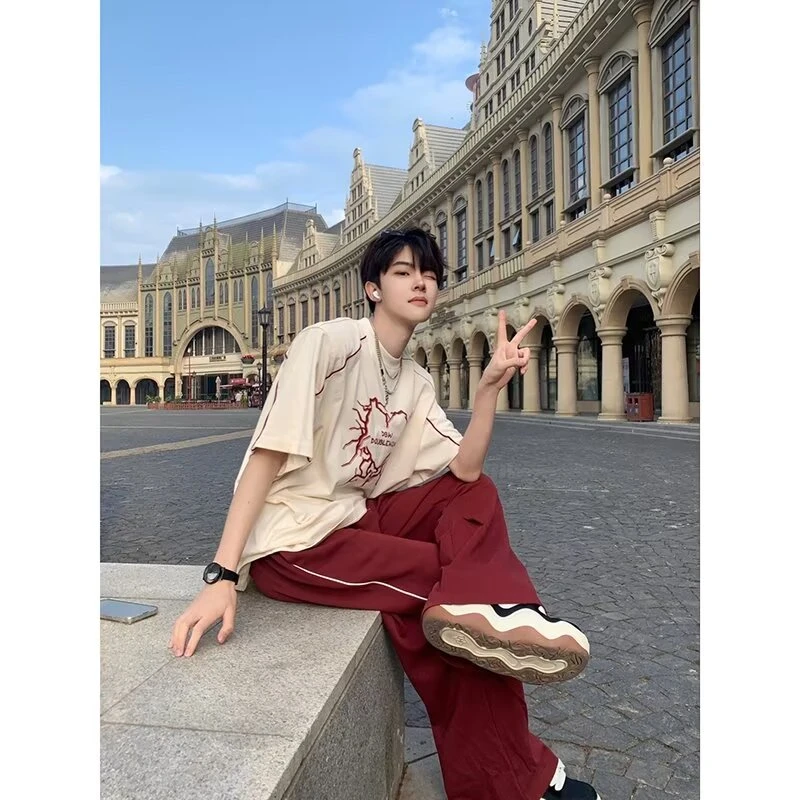 新款短袖t恤男夏季韩版潮流简约半袖上衣港风宽松休闲潮牌体恤衫