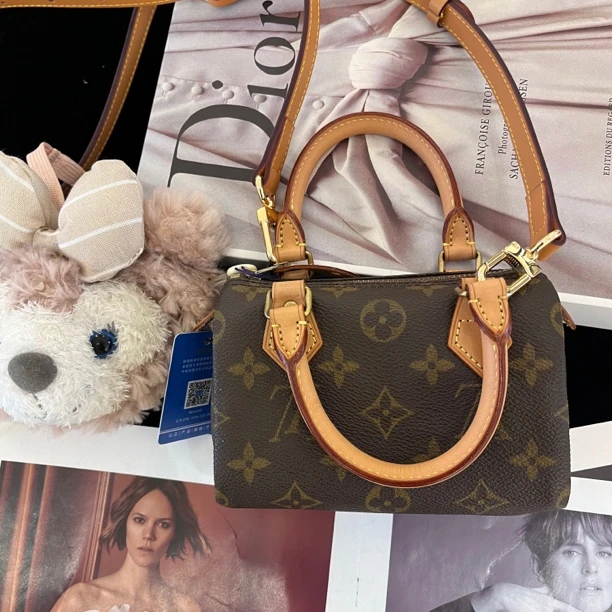 95新 LouisVuitton/路易威登 lv老花speedmini手提斜挎包