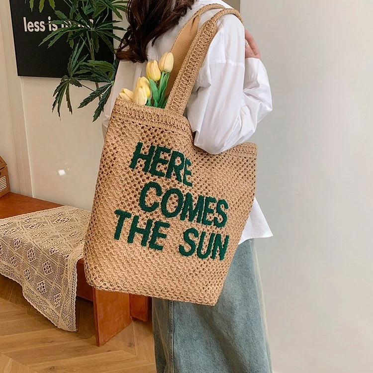 镂空托特包女2025新款时尚大容量编织单肩包手提包大包包休闲女包